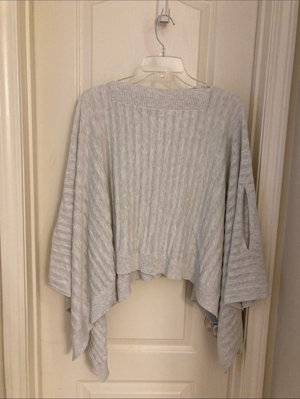 Light Gray Women's Ribbed Poncho Sweater